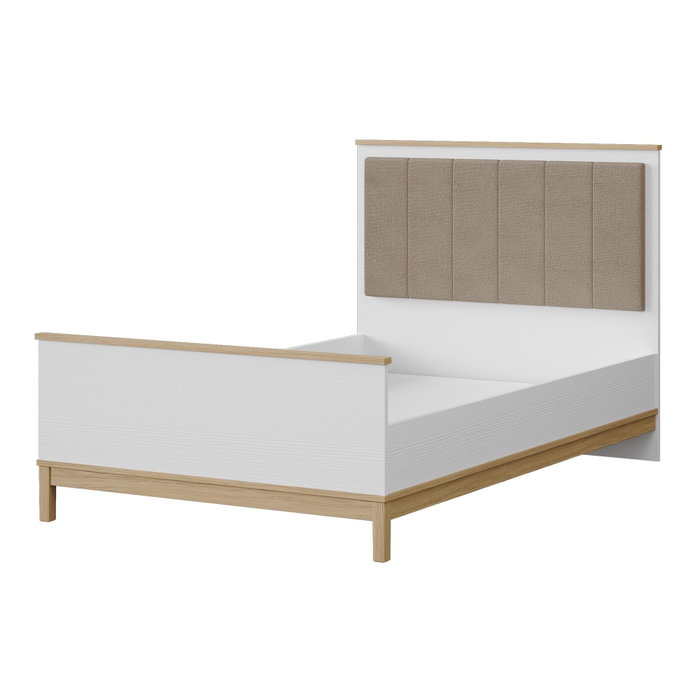 Hanah Home Cama Individual con Cabecero Tapizado en Madera y Roble Blanco Hanah Home Cama Individual con Cabecero Tapizado en Madera y Roble Blanco
